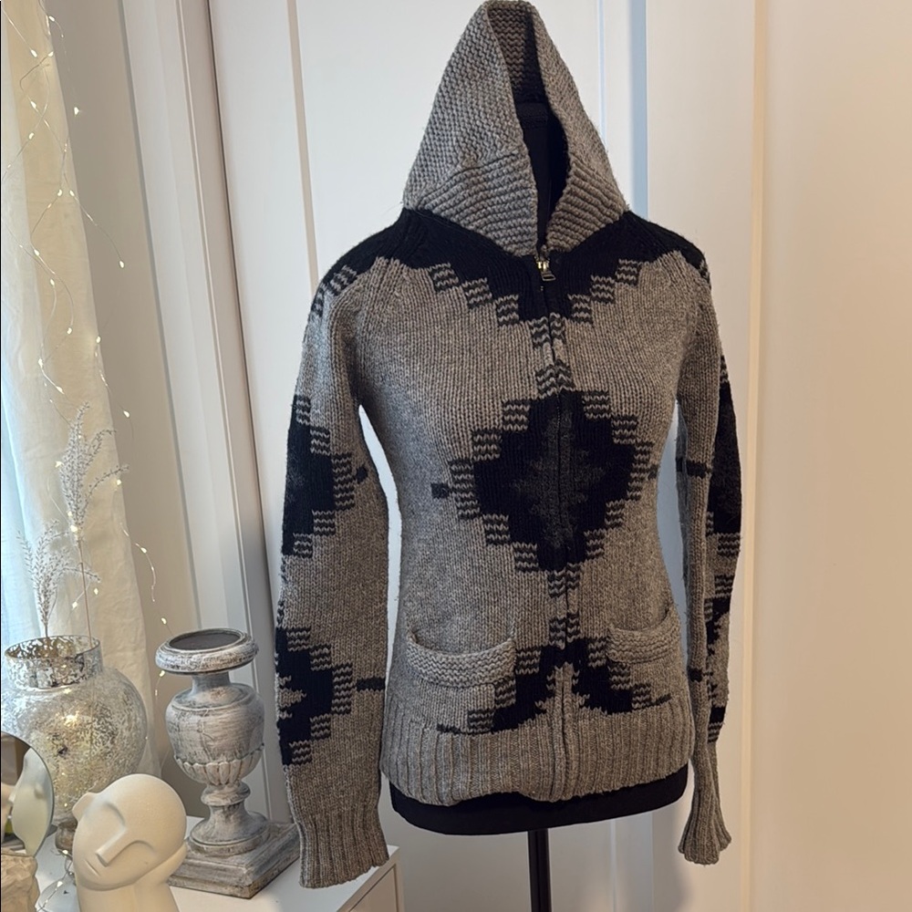 Gray and Black Hooded Sweater